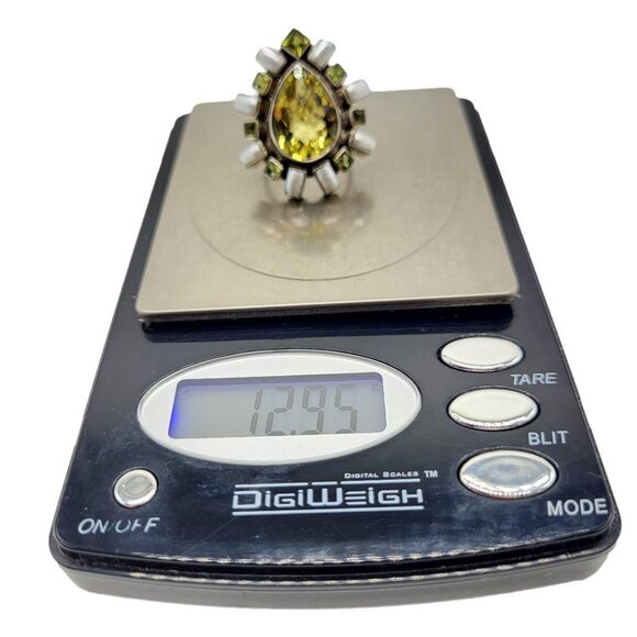 Nicky Butler Size 8 Lemon Quartz Gemstone Designer Pear Ring 925 Sterling Silver - Picture 8 of 8